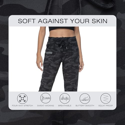 Haowind Joggers for Women with Pockets Elastic Waist Workout Sport Gym Pants Comfy Lounge Yoga Running Pants(Black Ash Camo M) - Image 3