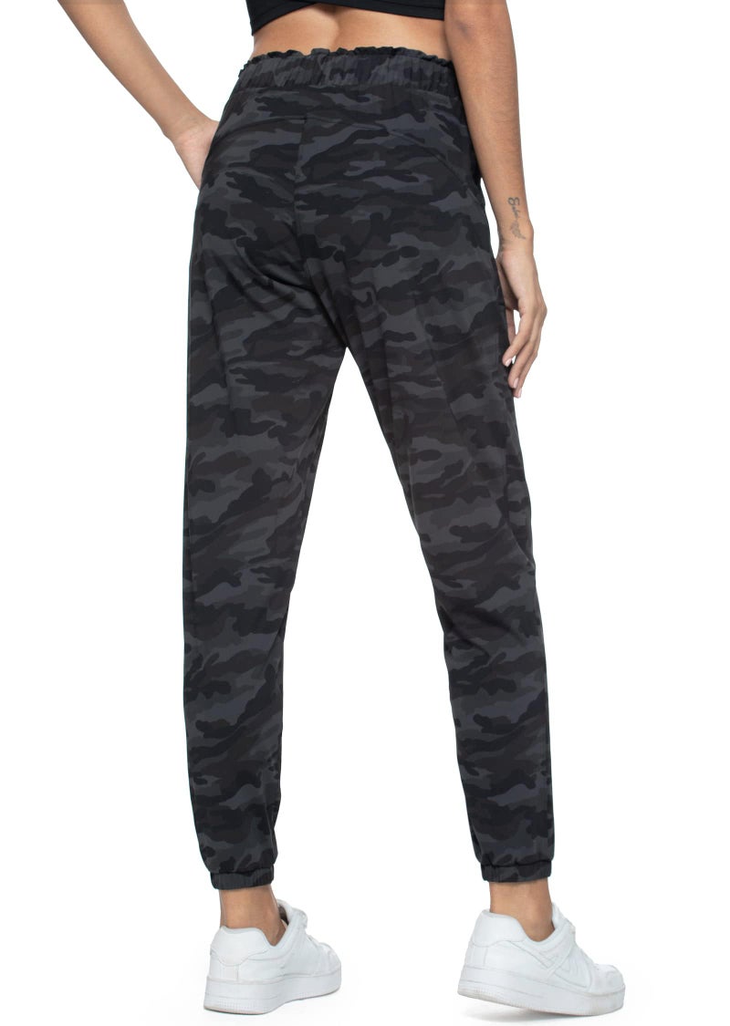 Haowind Joggers for Women with Pockets Elastic Waist Workout Sport Gym Pants Comfy Lounge Yoga Running Pants(Black Ash Camo M) - Image 2