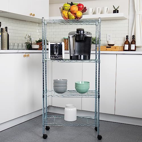 Mind Reader Storage Shelves, Garage Shelving, Storage, Pantry Organization, Wheels, Metal, 23.25" L x 13.5" W x 49.5" H, Silver - Image 2