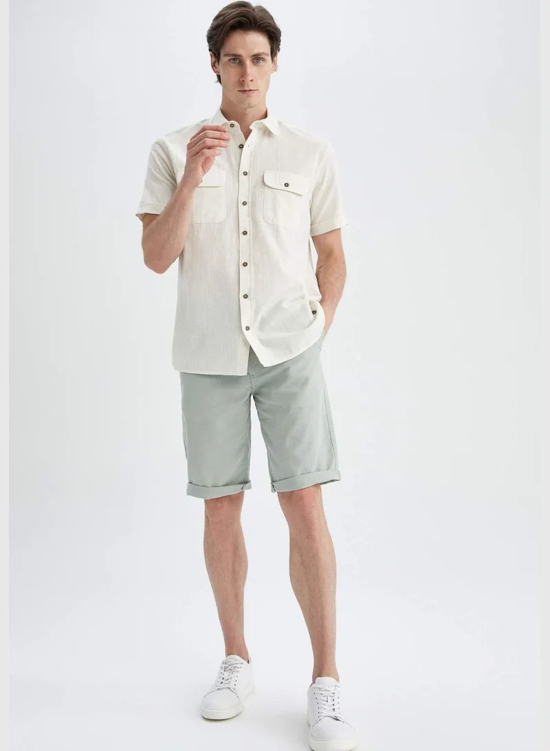 DeFacto Short Sleeve Modern Fit Button Down Polo Neck Shirt
