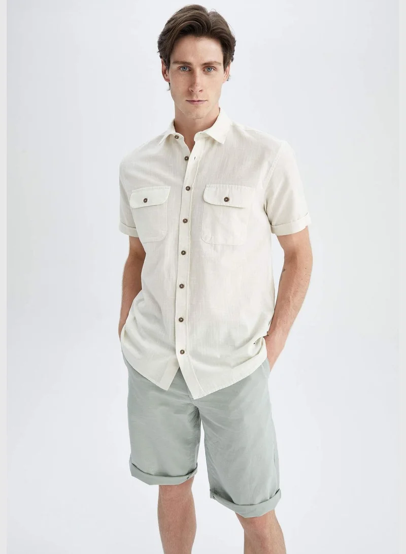 DeFacto Short Sleeve Modern Fit Button Down Polo Neck Shirt