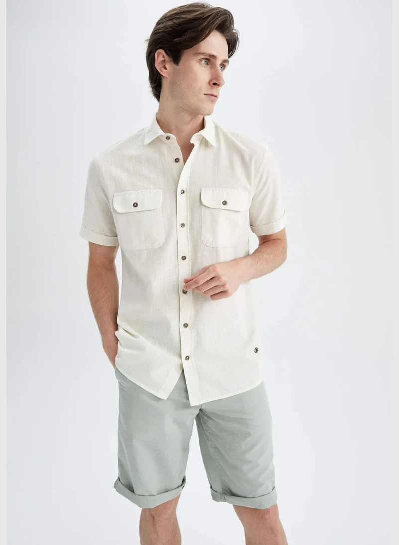 DeFacto Short Sleeve Modern Fit Button Down Polo Neck Shirt