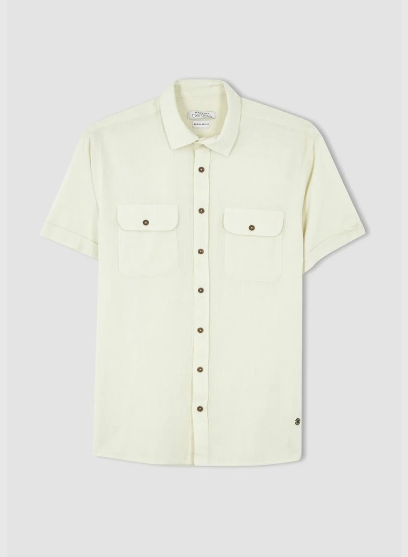 DeFacto Short Sleeve Modern Fit Button Down Polo Neck Shirt
