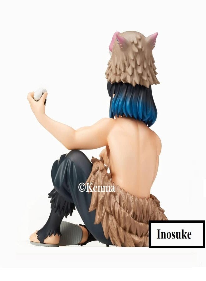 KENMA Demon Slayer Inosuke Hashibira Perching Sitting Eating Action Figure Kimetsu no Yaiba PM Perching Anime Figure Weeb Manga Collectible | 15 cms | - Image 4