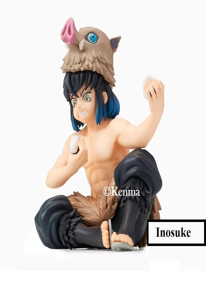 KENMA Demon Slayer Inosuke Hashibira Perching Sitting Eating Action Figure Kimetsu no Yaiba PM Perching Anime Figure Weeb Manga Collectible | 15 cms | - Image 3