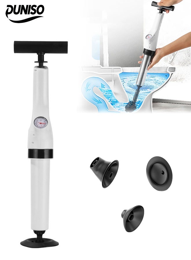 DUNISO مكبس هواء للمرحاض لتصريف المياه، مضخة هواء عالية الضغط مع بارومتر بصري، مزيل انسداد المرحاض، مكابس فك انسداد المرحاض للحمام، المراحيض، الحوض، المطبخ، تصريف الأرض، الدش، حوض الاستحمام - Image 1