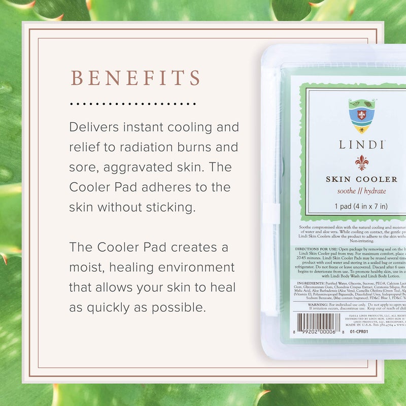 LINDI SKIN Cooler Pad - Cooling Hydro-Gel Formulated to Reduce Redness and Inflammation - Infused with Aloe Vera and Green Tea to Sooth & Relieve Radiation Burns (1 Pack, 4x7 inch) - Image 3