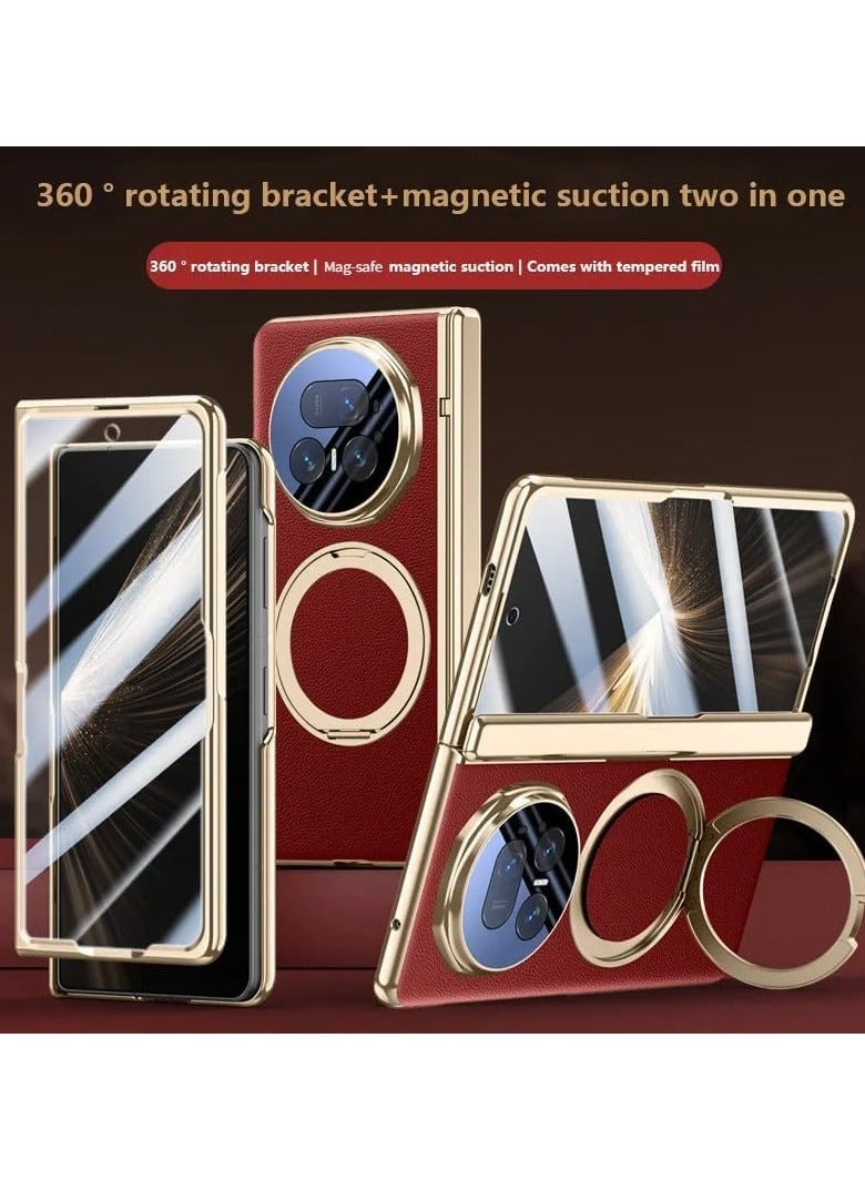 general Honor Magic V5 5G Magnetic Case 【Built-in Screen Protector】 【Wireless Charging】 【Built-in Camera Protector】 Leather Case 360° Rotatable Stand - Image 2