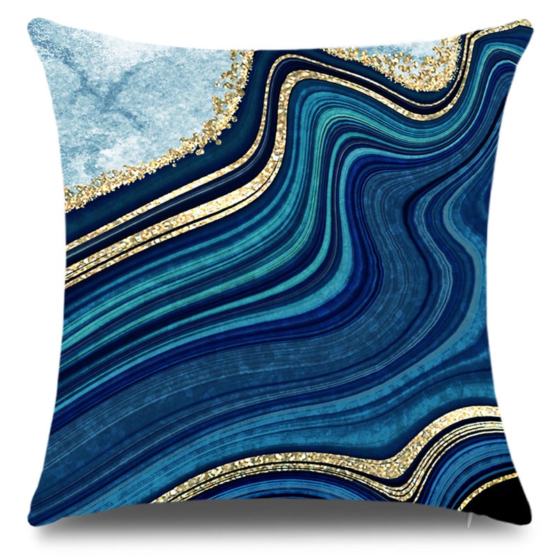 Ldjrsy Navy Blue و Gold Throw Covers مجموعة من 4 الوسائد الزخرفية تغطي 18 × 18 بوصة وسادة الوسائد الأزرق والذهبي لأغطية وسادة أريكة أريكة غرفة المعيشة - Image 3