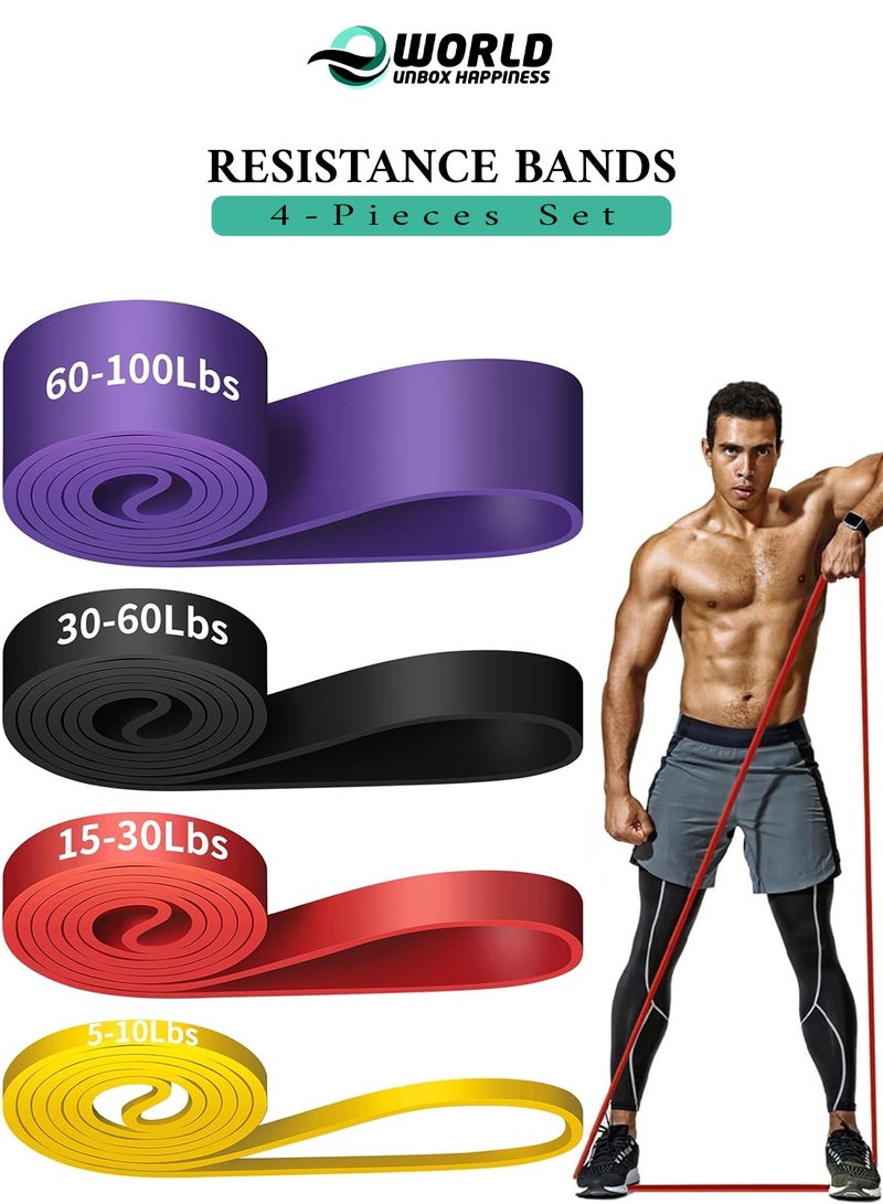 إي وورلد مجموعة من 4 أربطة مقاومة للتمارين وشد الجسم | أربطة تمرين للمساعدة في السحب لأعلى، تدريب القوة، العلاج الطبيعي، وتشكيل الجسم | للاستخدام في المنزل أو الصالة الرياضية أو أثناء السفر - Image 1