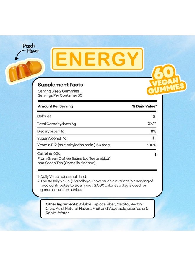 Generic Vibe Gummies - Energy Gummies 60 Count - Green Tea & Energizing Herbs - Non GMO & Gluten Free -Improves Focus  - Image 4