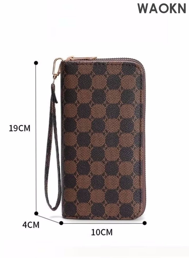 دبليو أيه أو كي أن السيدات طباعة بسيطة المحفظة الرجعية قدرة كبيرة حامل البطاقة ، سيدة وتتفاعل سوار المحفظة ، محفظة سيدة لطيف ، كبير محفظة بطاقة الائتمان ، والجلود حامل البطاقة مع سستة الهاتف الخليوي حامل المحفظة - Image 3