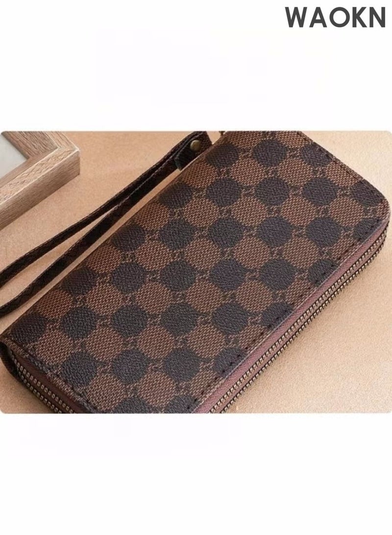 دبليو أيه أو كي أن السيدات طباعة بسيطة المحفظة الرجعية قدرة كبيرة حامل البطاقة ، سيدة وتتفاعل سوار المحفظة ، محفظة سيدة لطيف ، كبير محفظة بطاقة الائتمان ، والجلود حامل البطاقة مع سستة الهاتف الخليوي حامل المحفظة - Image 2