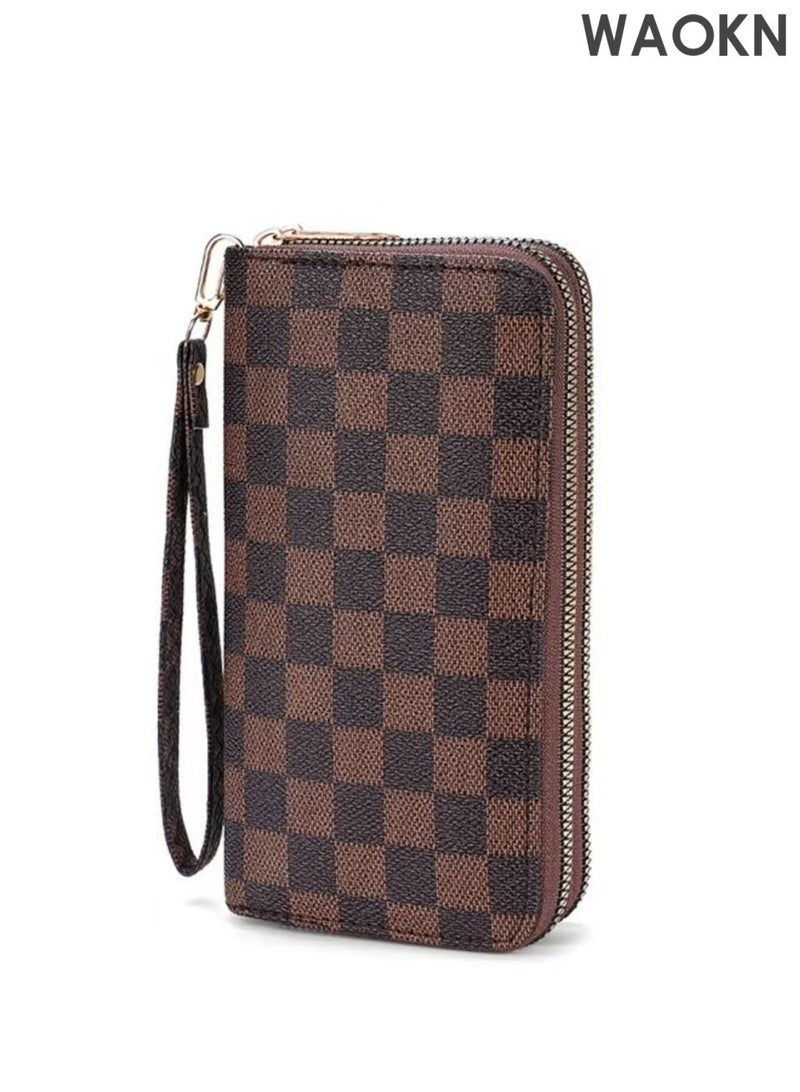 دبليو أيه أو كي أن السيدات طباعة بسيطة المحفظة الرجعية قدرة كبيرة حامل البطاقة ، سيدة وتتفاعل سوار المحفظة ، محفظة سيدة لطيف ، كبير محفظة بطاقة الائتمان ، والجلود حامل البطاقة مع سستة الهاتف الخليوي حامل المحفظة - Image 1