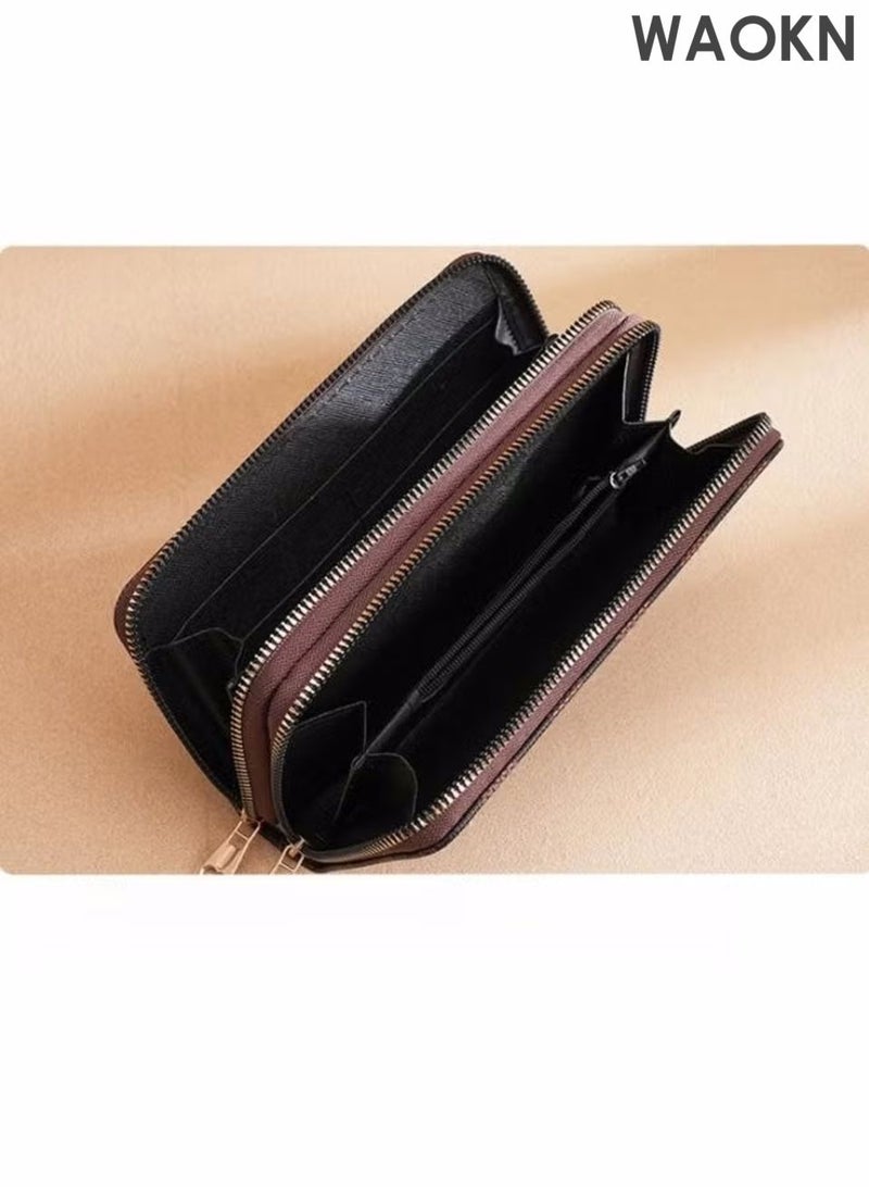 دبليو أيه أو كي أن السيدات طباعة بسيطة المحفظة الرجعية قدرة كبيرة حامل البطاقة ، سيدة وتتفاعل سوار المحفظة ، محفظة سيدة لطيف ، كبير محفظة بطاقة الائتمان ، والجلود حامل البطاقة مع سستة الهاتف الخليوي حامل المحفظة - Image 5