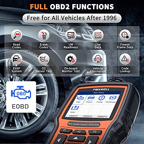 FOXWELL NT510 Elite fit for Chrysler Jeep Dodge Scan Tool, All System OBD2 Scanner Bidirectional Diagnostic Tool, All Maintenance Car Code Reader with ABS Bleeding TPMS Battery Registration Reset Tool - Image 5