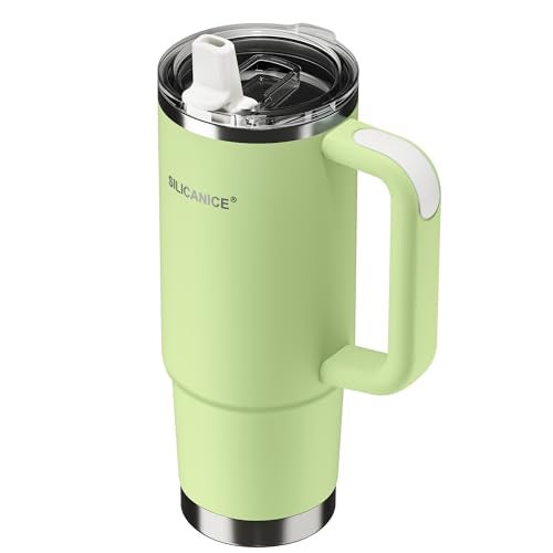 SILICANICE For Travel & Gym – Never Drink from a Moldy Lid Again: 30oz Hygienic Tumbler, 100% Leakproof Lid & Removable Foldable Spout. Reinforced Base, Fits Cup Holders- Key Lime - Image 1