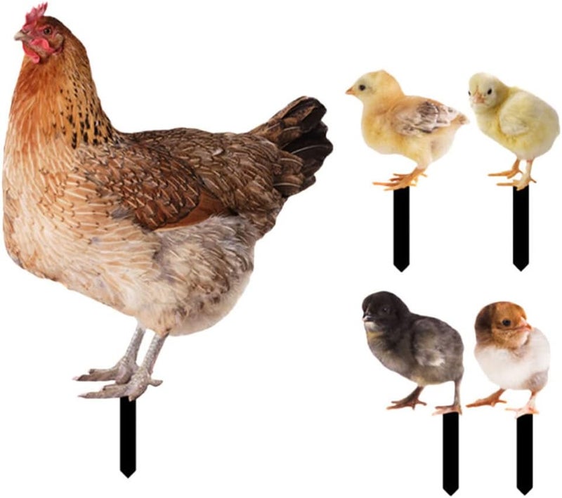 woobles 5pcs Chicken Yard Art Decor Chicken Garden Stakes Easter Chick Yard Signs Acrylic Chicken Family Garden Silhouette for Garden Courtyard Decoration - Image 1