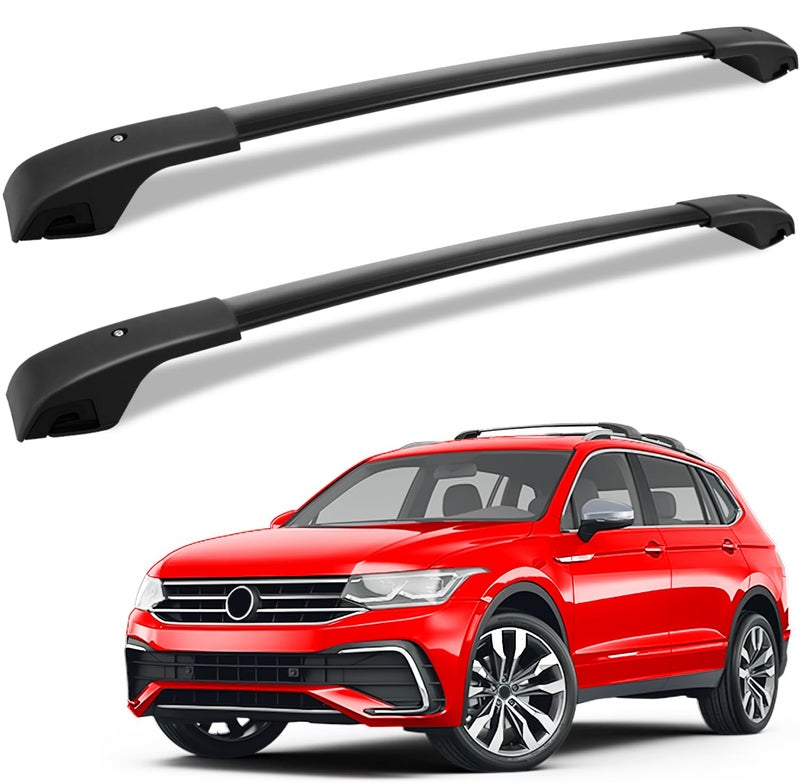 KINGGERI Roof Rack Cross Bars Fit for Volkswagen Tiguan 2018 2019 2020 2021 2022 2023 2024 and Taos 2022 2023 2024 Aluminum Roof Rails Crossbars Rooftop Cargo Luggage Rails Kayak Skiboard Black