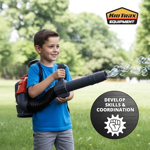 Kid Trax Bubble Leaf Blower Backpack Bubble Machine Toddler Outdoor Toys Kids Leaf Blower Kids Party Favors Realistic Appearance Easy to Use Toddler Boy Toys and Girls Ages 3 and Above RED - Image 5
