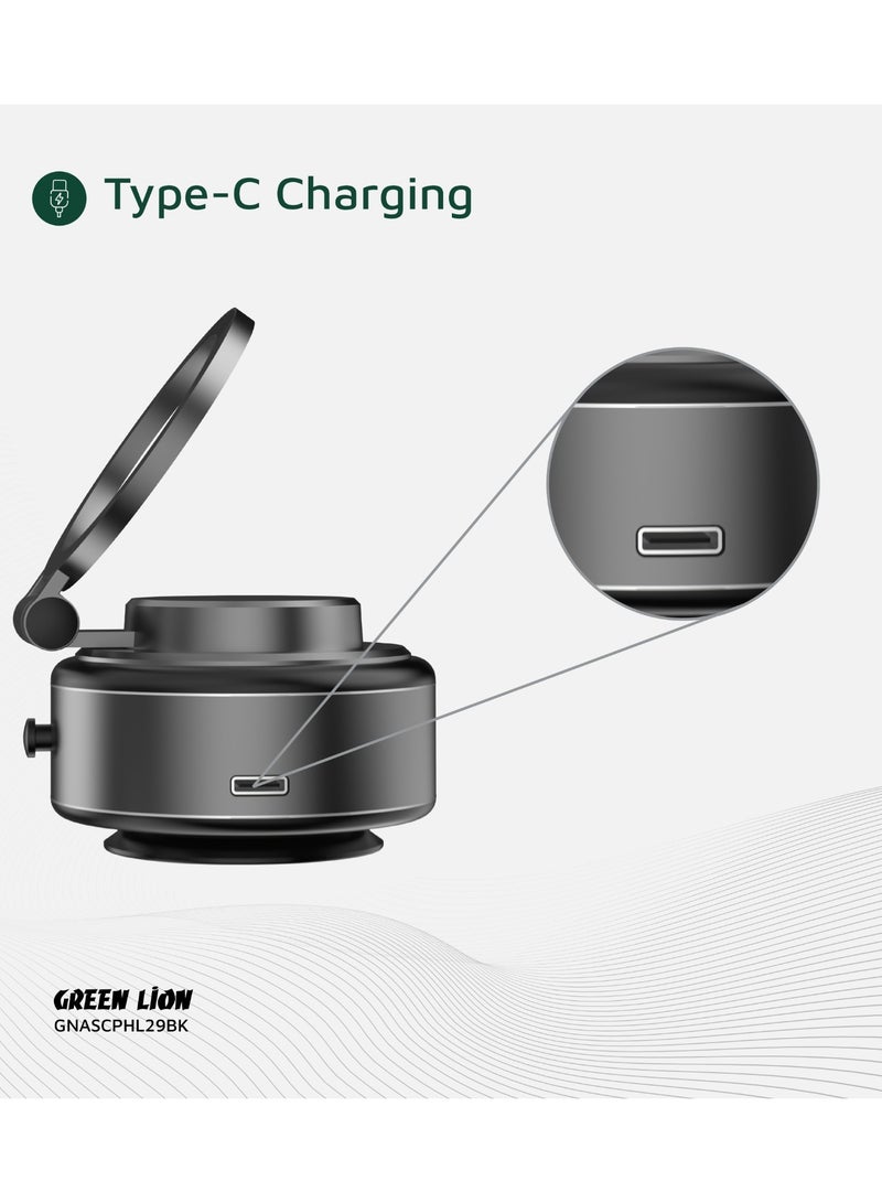 GREEN LION GX-29 Auto Suction Phone Holder / Magsafe Compatible / One-Hand Operation / 360° Rotation / Strong Suction Car Phone Holder - Matte Black - Image 4