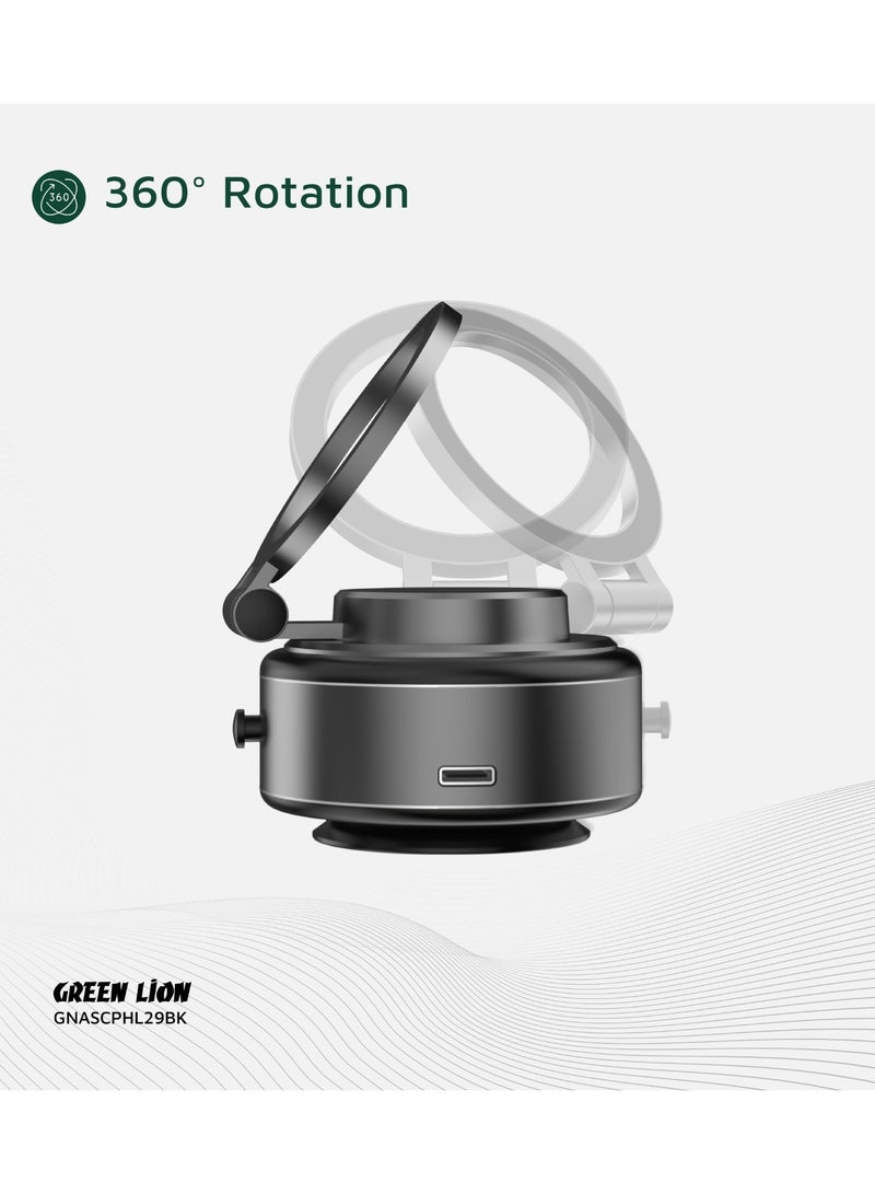 GREEN LION GX-29 Auto Suction Phone Holder / Magsafe Compatible / One-Hand Operation / 360° Rotation / Strong Suction Car Phone Holder - Matte Black - Image 5