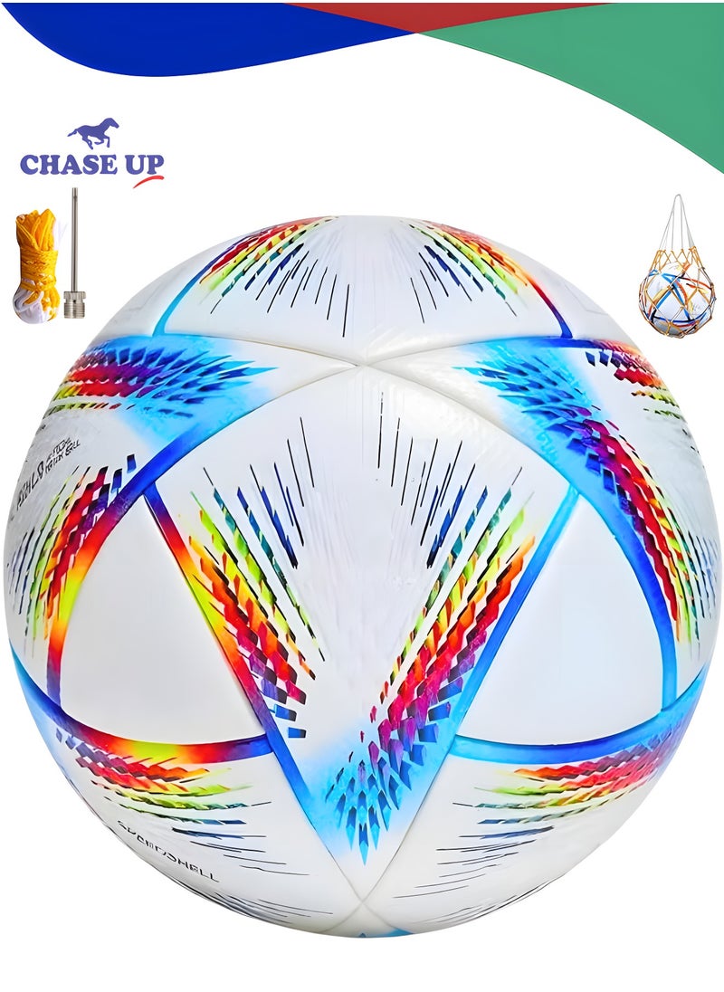 Chase Up Football Ball World-Cup Model Training soccer with Net Metal Needle Soccer Ball for Training footballs Premium Quality foot ball | Size Five  - Image 1