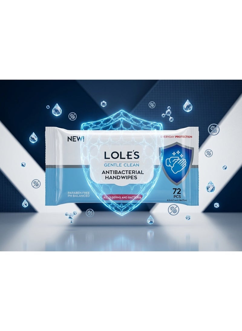 Lole's Gentle Clean Antibacterial Wet Wipes, Pack of 1 x 72 Wipes - Image 5
