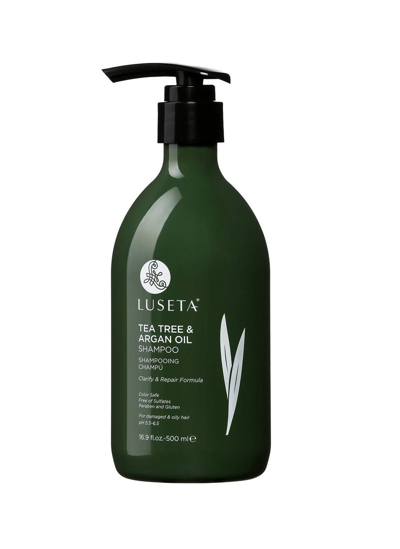 Luseta Luseta Tea Tree Shampoo with Argan Oil 16.9 Fl oz- Clarifying,Hydrating and Fighting Dandruff and Itchy Scalp - For Damaged and Oil Hair - Sulfate and Paraben Free for Men and Women  - Image 1