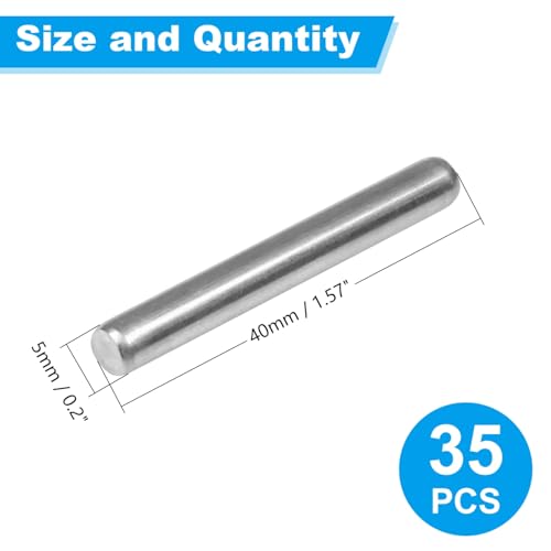 Yinpecly 35 Pcs 5mm x 40mm Shelves Dowel Pin,304 Stainless Steel Dowel Pin, Shelf Support Pegs Pin Metal Bookshelf Pegs Support for Cabinet Furniture Fixing Component Position - Image 2