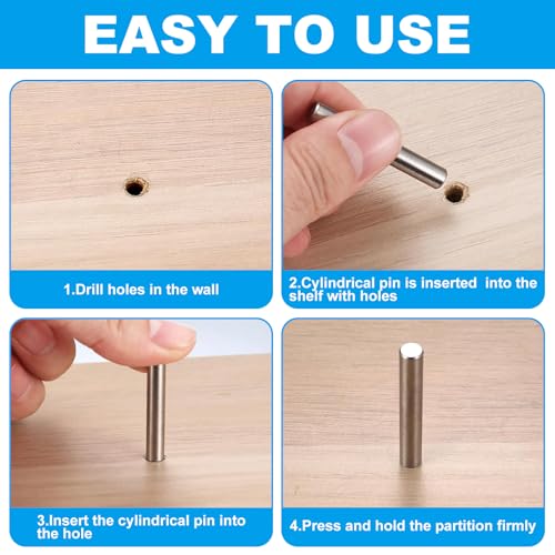 Yinpecly 35 Pcs 5mm x 40mm Shelves Dowel Pin,304 Stainless Steel Dowel Pin, Shelf Support Pegs Pin Metal Bookshelf Pegs Support for Cabinet Furniture Fixing Component Position - Image 5