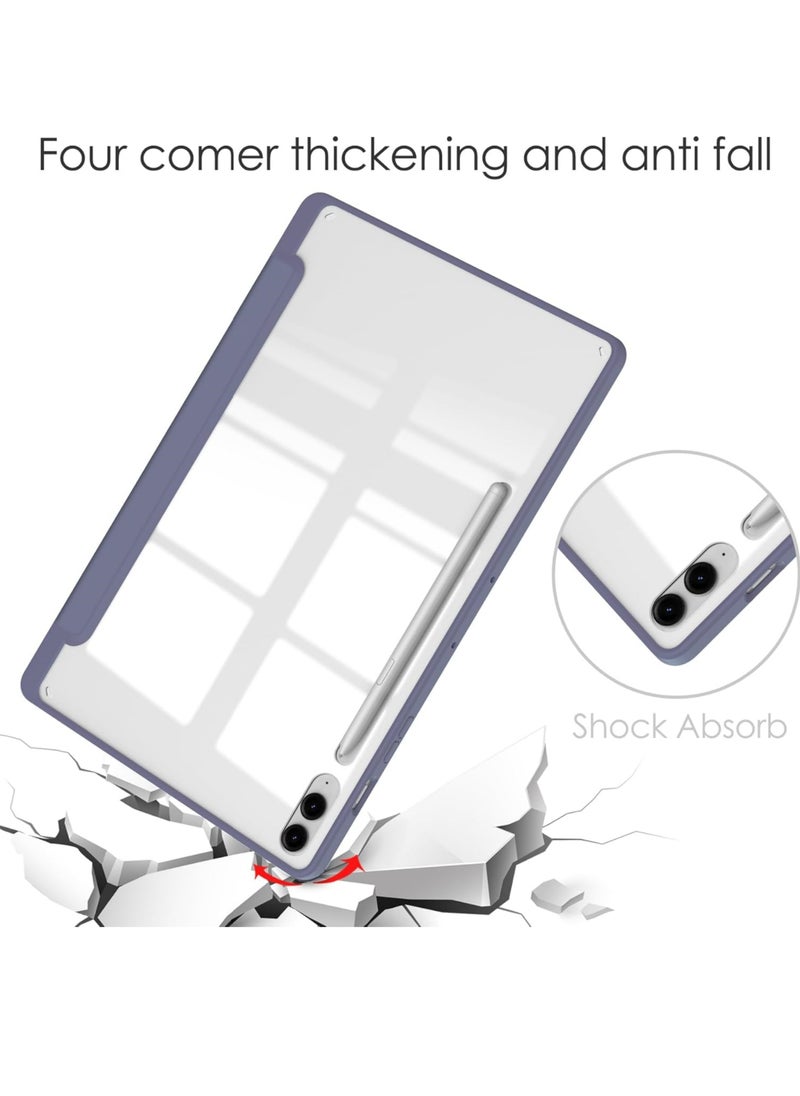 Rock Pow - Hybrid Slim Case for Samsung Galaxy Tab S10 Plus 2024/ S9 Plus/ S9 FE Plus 5G 12.4 Inch 2023 with S Pen Holder, Shockproof Cover with Clear Transparent Back Shell, Auto Wake/Sleep - Image 1