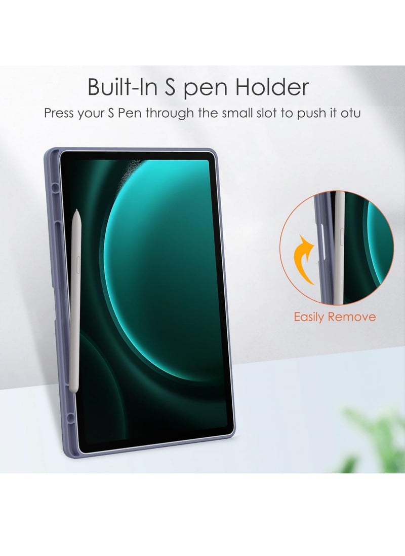 Rock Pow - Hybrid Slim Case for Samsung Galaxy Tab S10 Plus 2024/ S9 Plus/ S9 FE Plus 5G 12.4 Inch 2023 with S Pen Holder, Shockproof Cover with Clear Transparent Back Shell, Auto Wake/Sleep - Image 1