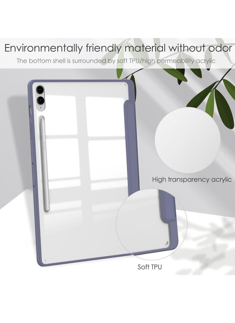 Rock Pow - Hybrid Slim Case for Samsung Galaxy Tab S10 Plus 2024/ S9 Plus/ S9 FE Plus 5G 12.4 Inch 2023 with S Pen Holder, Shockproof Cover with Clear Transparent Back Shell, Auto Wake/Sleep - Image 1
