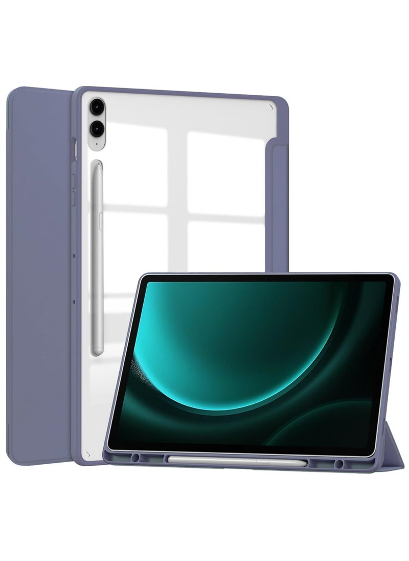 Rock Pow - Hybrid Slim Case for Samsung Galaxy Tab S10 Plus 2024/ S9 Plus/ S9 FE Plus 5G 12.4 Inch 2023 with S Pen Holder, Shockproof Cover with Clear Transparent Back Shell, Auto Wake/Sleep - Image 1