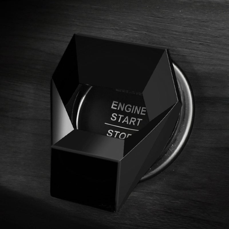 Push Button Switch Cover: Black Aluminum Alloy 3D Diamond Cut Surface - Wear Resistant Engine Start Stop Sticker for Car Interior Decoration - Image 5