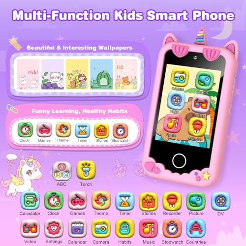 M SANMERSEN Kids Smart Phone for 36 Year Olds 28 Touchscreen Dual Camera 28 Learning Games MP3 Music Player 32GB SD Card Educational Toddler Phone Toy for Boys Girls - Image 5