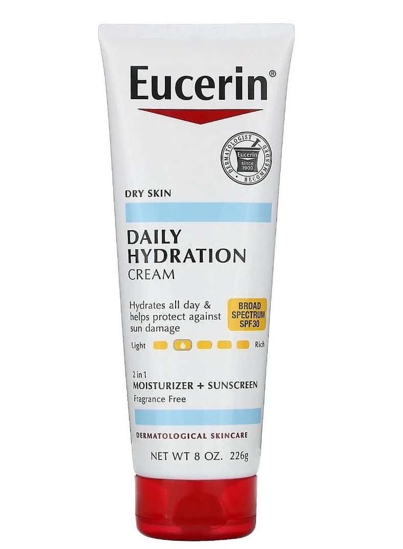 Eucerin Daily Hydration Cream, SPF 30, Fragrance Free , 8 oz (226 g) - Image 1