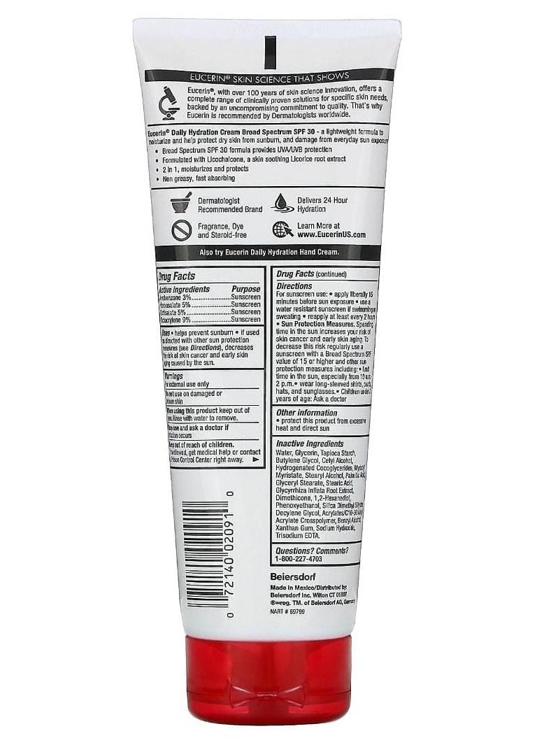 Eucerin Daily Hydration Cream, SPF 30, Fragrance Free , 8 oz (226 g) - Image 2