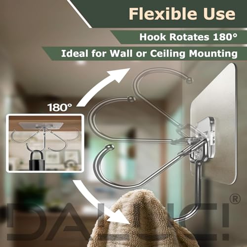 DALUCI Big Size Self Adhesive Hooks Transparent Wall Hooks for Hanging – Heavy Duty Wall Hanger Hook for Bathroom, Kitchen, Home, Office, Towels & Utensils – Hooks for Wall Heavy Items (Big Hook, 20) - Image 3