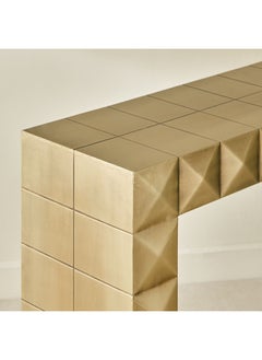 Home Box Prisma Brass Cladding Console Table 35 x 75 x 137 cm  - Image 3