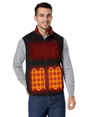 ORORO [Upgraded] Men's 4-Zone Heated Fleece Vest with Heated Collar, Lightweight Heating Vest with Battery (Black, XL) - Image 1