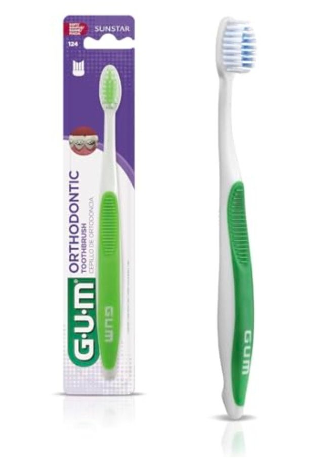 Gum - Gum Orthodontic MIcrotip Toothbrush - With Hygiene Cap-Soft Bristles - Effective and Deep Cleaning - Compact Head - Assorted Colors - - Image 1