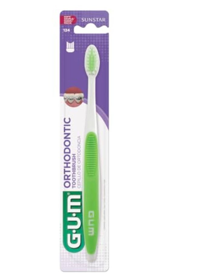 Gum - Gum Orthodontic MIcrotip Toothbrush - With Hygiene Cap-Soft Bristles - Effective and Deep Cleaning - Compact Head - Assorted Colors - - Image 1