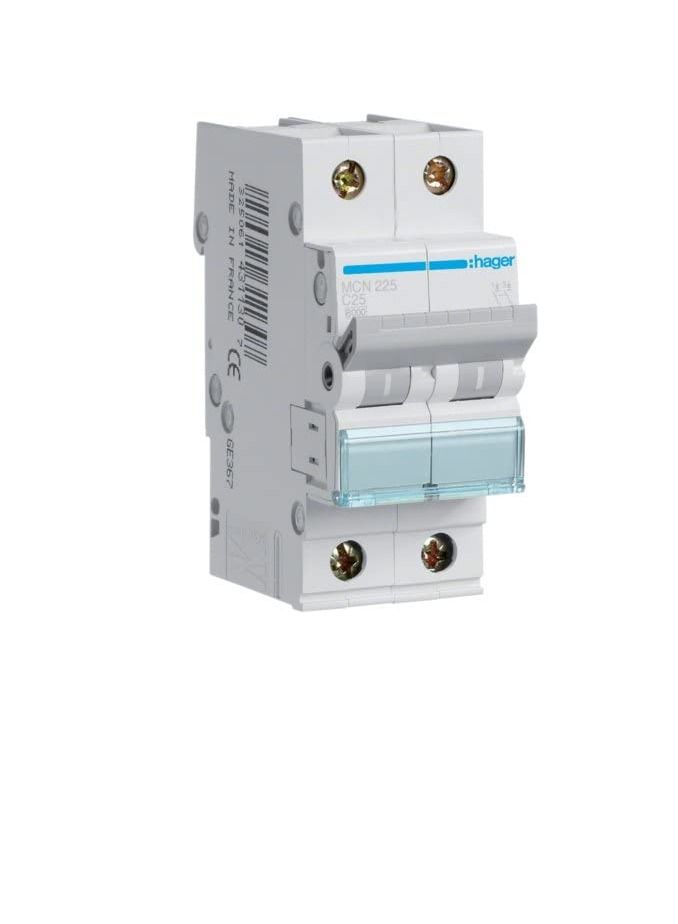 Hager HAGER Miniature circuit breaker double pole 25A 6KA DP MCB TYPE C MCN225 *ONEKONEKT*  - Image 3