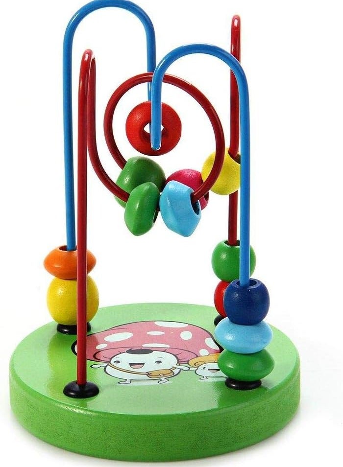 Colorful Educational Mini Maze Toy, Wooden Maze of Colorful Round Beads and Wires, 1 Piece Random Color - Image 1