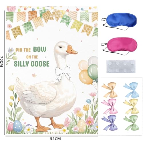 JU XIN Geese Birthday Party Decoration Stickers at Party White Goose Bow ties Games Large Poster and 24 Bow ties Themed Birthday Gift Stickers - Image 5