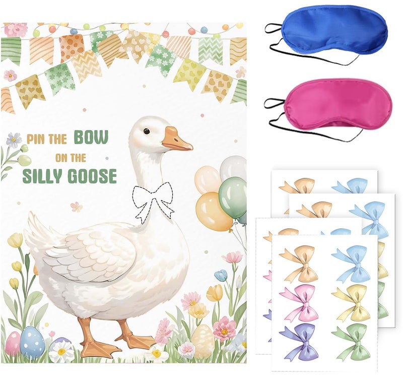 JU XIN Geese Birthday Party Decoration Stickers at Party White Goose Bow ties Games Large Poster and 24 Bow ties Themed Birthday Gift Stickers - Image 3