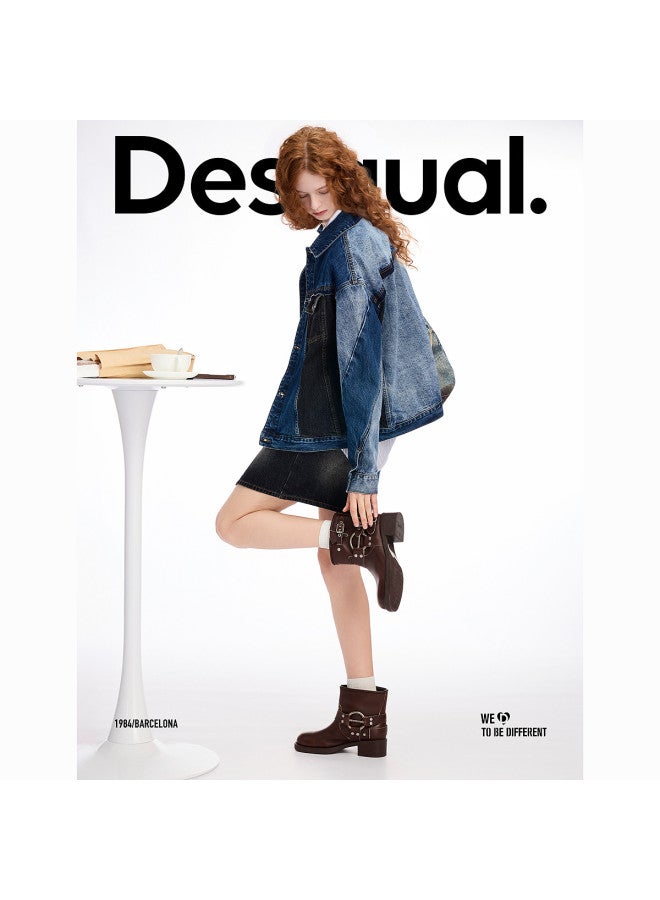 DESIGUAL ss25 New Arrival Color-blocked Washed Denim Jacket Cardigan - Image 3