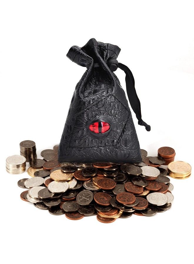 CZYY Dnd Metal Coins Set Of 60 With Leather Pouch Gaming Tokens Pirate Treasure Accessories & Props For Board Games Dungeons And Dragons Tabletop Rpgs And Larp - Image 1